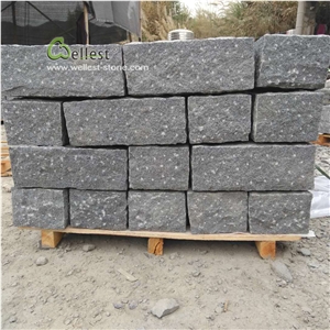 G654 Sesame Black Granite Kerbstone Rough Picked