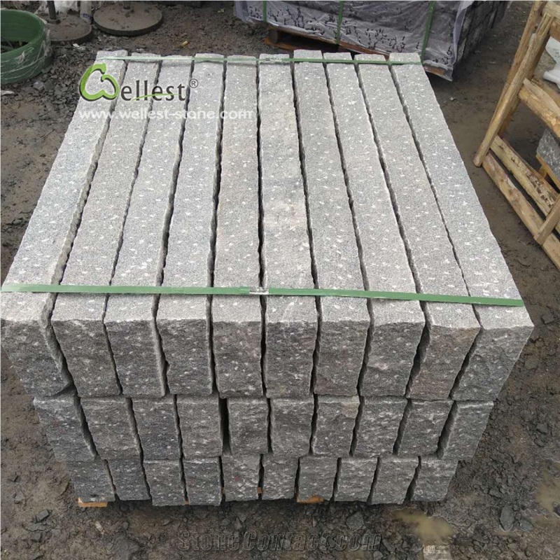 G654 Sesame Black Granite Kerbstone Rough Picked