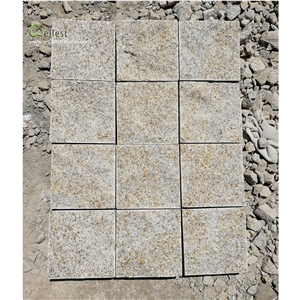 G682 Cube Stone Paver Yellow Beige Rusty Granite