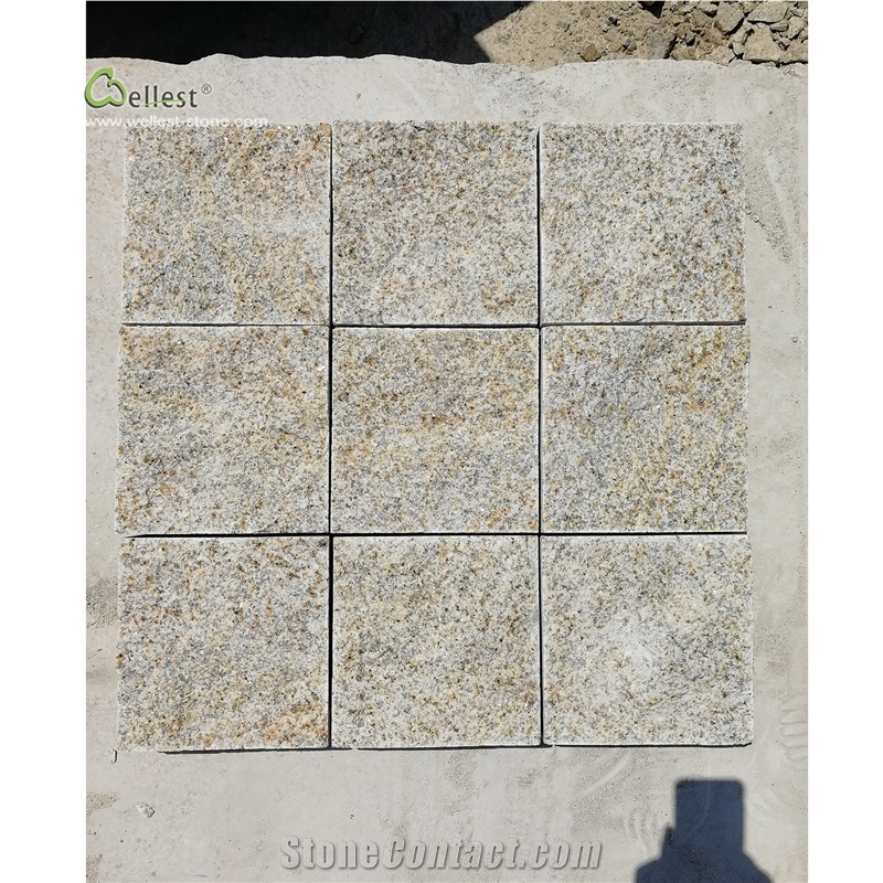 G682 Cube Stone Paver Yellow Beige Rusty Granite