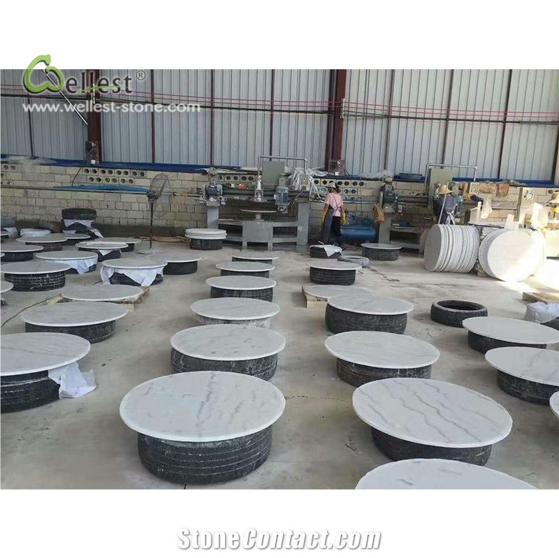 M500 Marble Round Tabletops Guangxi White