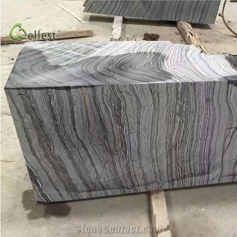 M711 Marble Block Kerb Stone Ancient Wood Grain, China Black Marble
