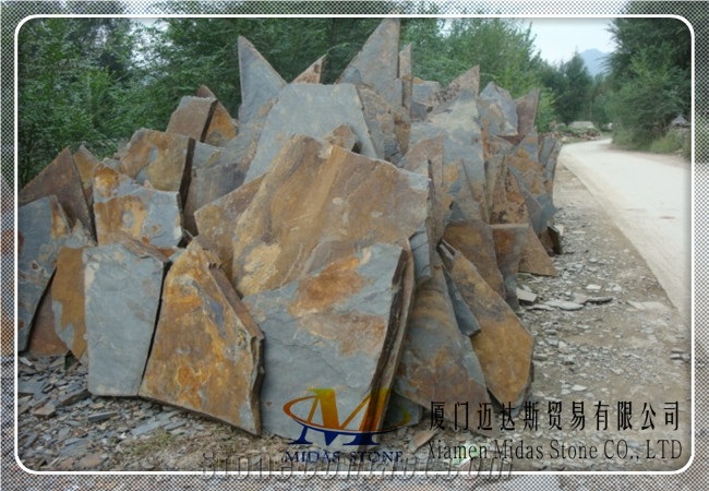 China Rustic Slate Pavers/ Black Slate Tiles