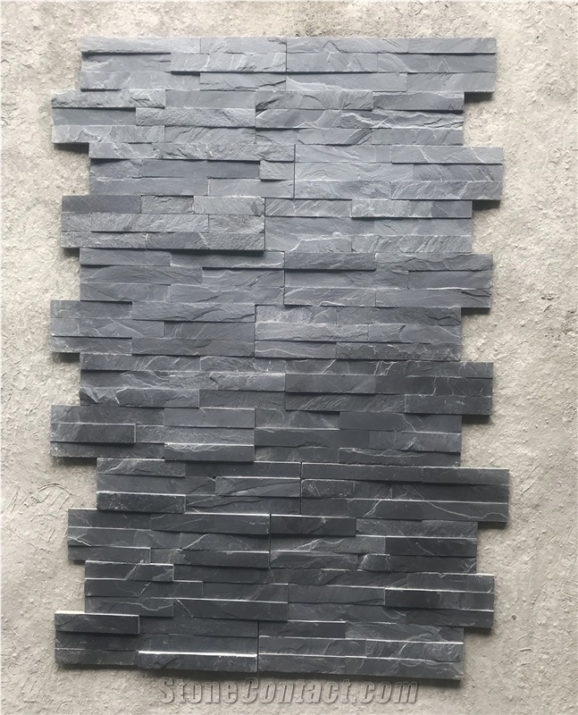 Black Stacked Stone Veneer For Wall Cladding,Culture Stone