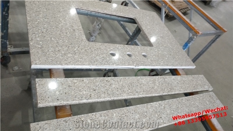 Brown Color Artificial Quartz Stone Vanity Tops