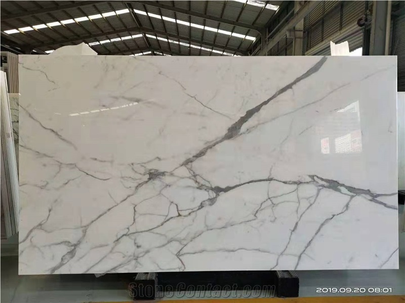 Calacatta White Nano Crystallized Glass Slabs
