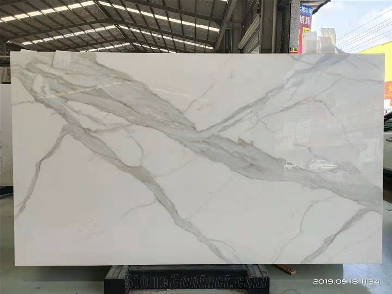 Calacatta White Nano Crystallized Glass Slabs
