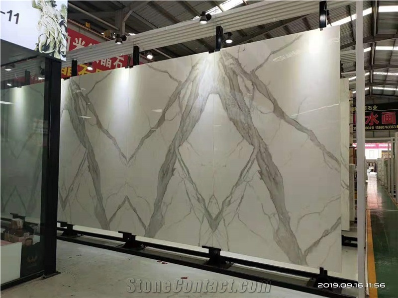 Calacatta White Nano Crystallized Glass Slabs