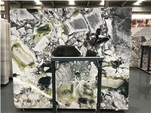 China White Beauty Ice Jade Green Marble Slabs