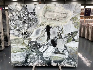 China White Beauty Ice Jade Green Marble Slabs