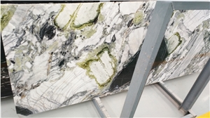China White Beauty Ice Jade Green Marble Slabs