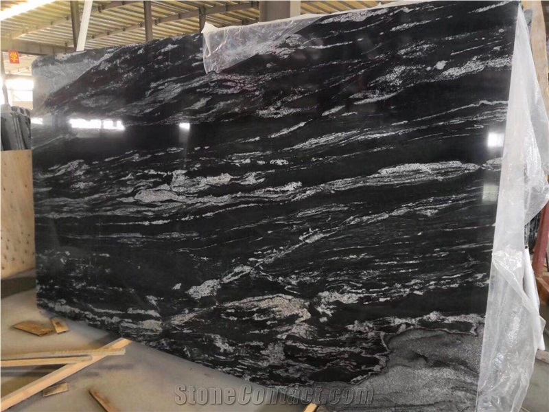 Chinese Titanium Cosmic Black Slabs Tiles