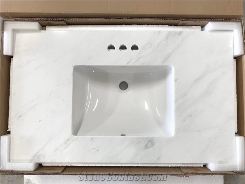 Glorious White Marble Bathroom Countertops