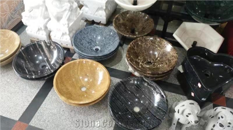 Honey Resin Yellow Onyx Round Sinks Stone Basin
