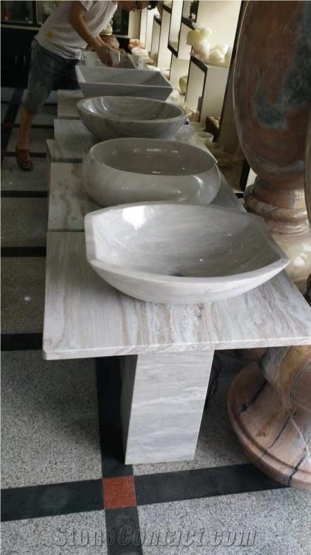 Honey Resin Yellow Onyx Round Sinks Stone Basin