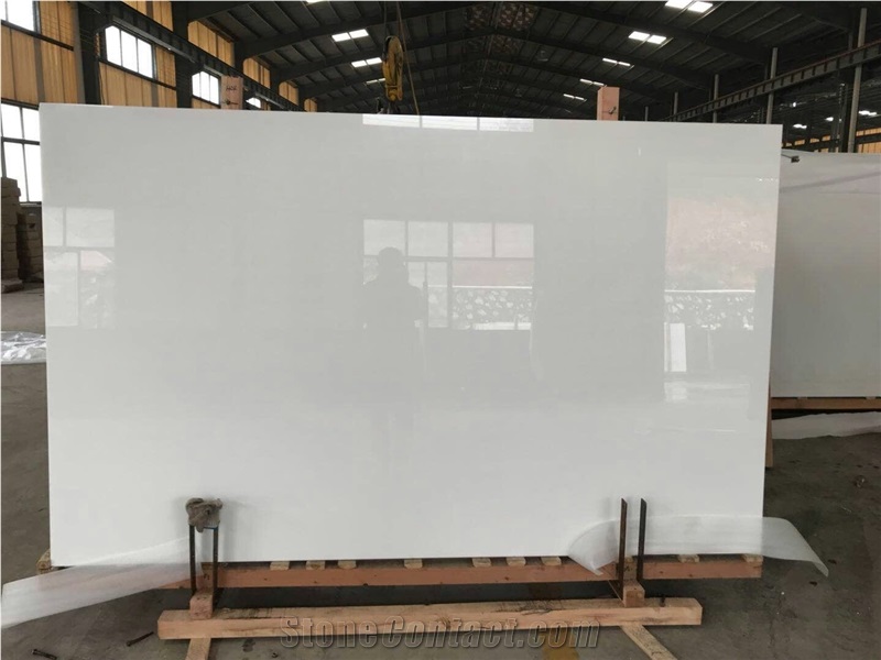 Pure Nano White Glossy Crystallized Glass Stone