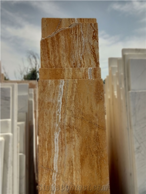 Azarshahr Polished Vein Cut Yellow Travertine