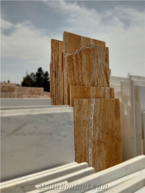 Azarshahr Polished Vein Cut Yellow Travertine
