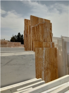 Azarshahr Polished Vein Cut Yellow Travertine