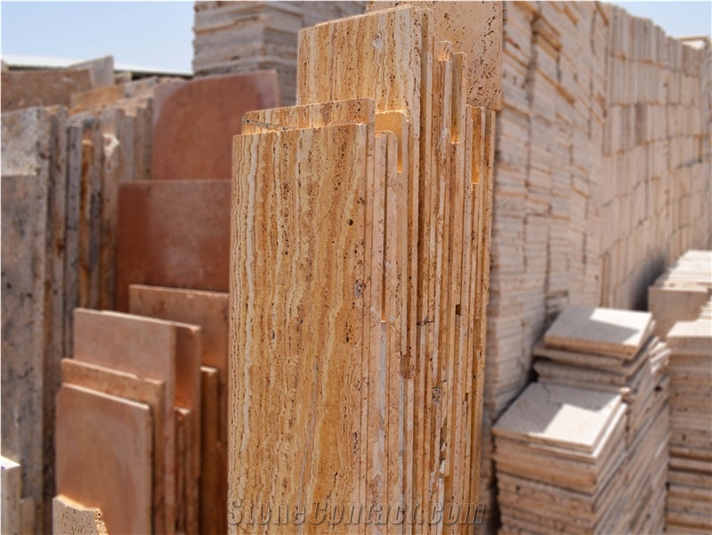 Azarshahr Polished Vein Cut Yellow Travertine