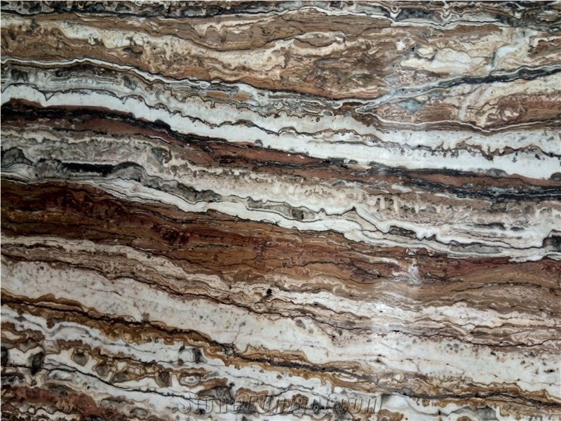 Mahallat Polished Vein Cut Walnut Travertine