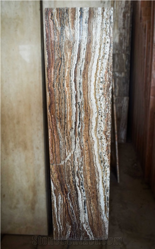 Mahallat Polished Vein Cut Walnut Travertine
