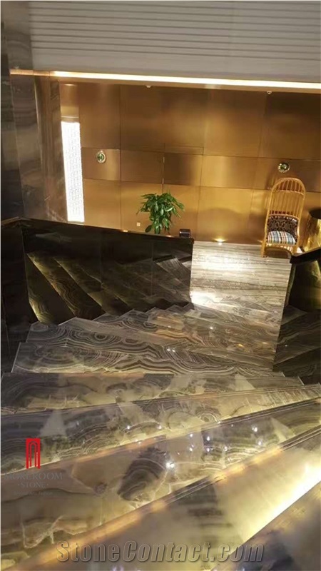 Backlit Onyx Grey Hotel Project Stair Steps
