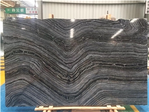 Black Wooden Marble Zebra Bookmatch Tiles Slab