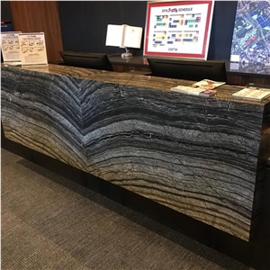 Black Wooden Marble Zebra Bookmatch Tiles Slab