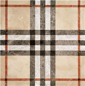 Classical England Style Plaid Marble Waterjet Tile