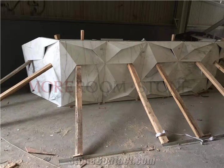 Commercial Luxury Marble 3d Reception Table Design