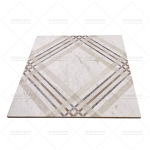 Lattice White Marble Medallion Flooring Decoration