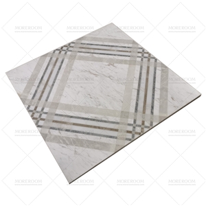 Lattice White Marble Medallion Flooring Decoration