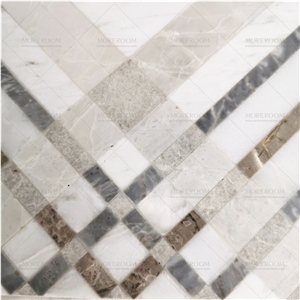 Lattice White Marble Medallion Flooring Decoration