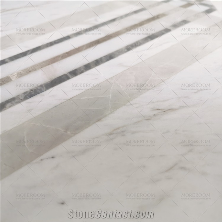 Lattice White Marble Medallion Flooring Decoration