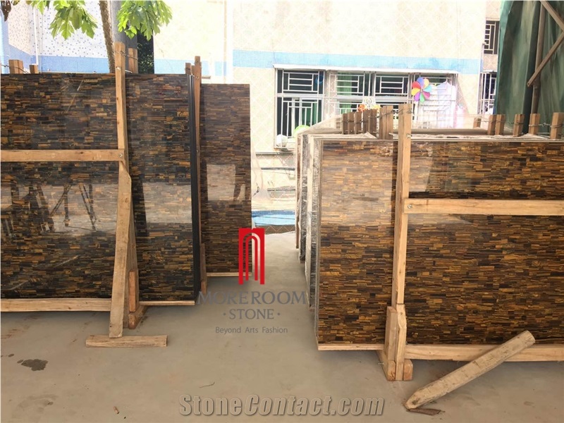 Luxury Bartop Yellow Blue Tiger Eye Slab Tiles