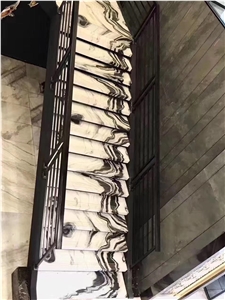 Panda White Marble Floor Veins Stair Steps Case