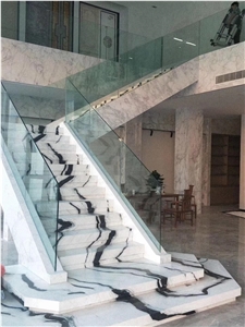 Panda White Marble Floor Veins Stair Steps Case