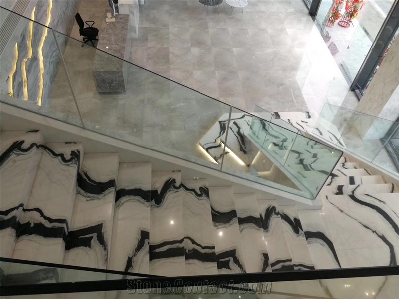 Panda White Marble Floor Veins Stair Steps Case