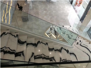 Panda White Marble Floor Veins Stair Steps Case