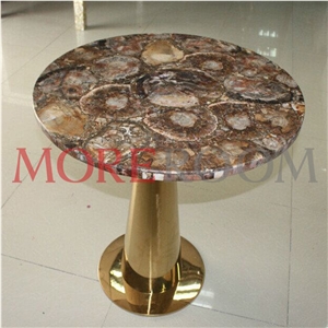Petrified Wood Small Round Side Table Desk