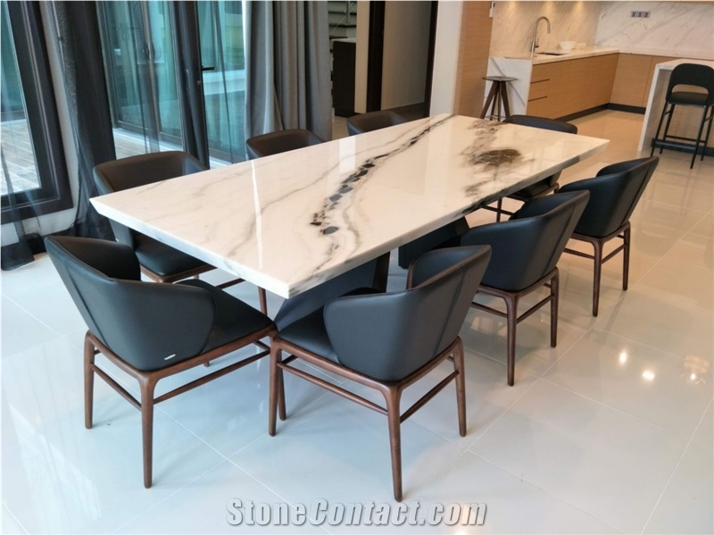 White and Black China Panda White Marble Slabs
