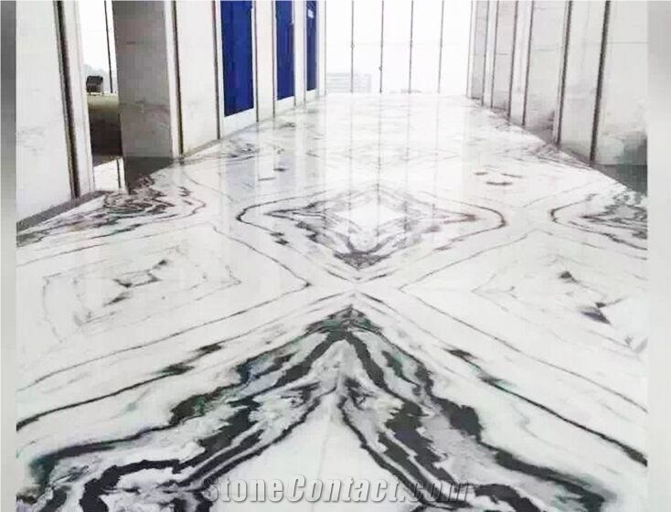 White and Black China Panda White Marble Slabs