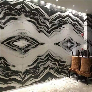 White and Black China Panda White Marble Slabs