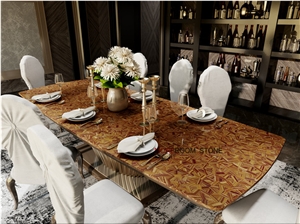 Yellow Tiger Eye Kitchen Dining Tabletop Furniture