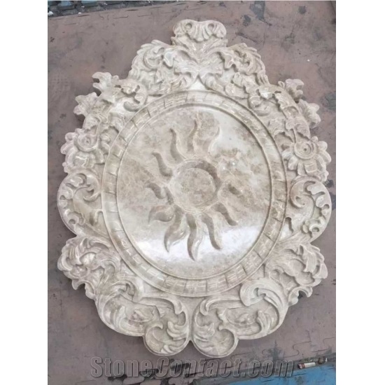 Beige Color Sculpture Engravings Wall Design