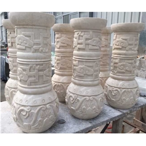 Beige Granite Column Bases Sculptured