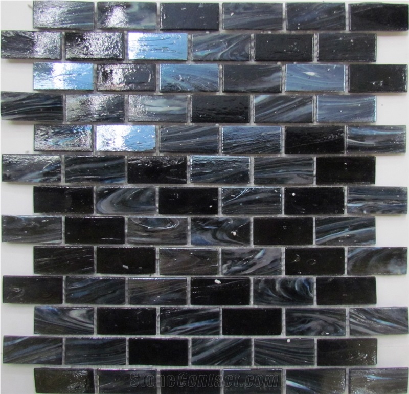 Black Glass Mosaic Kitchen Bathroom Wall Cladding