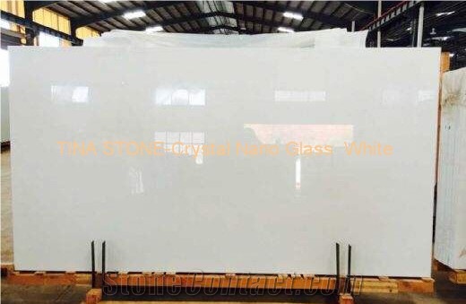 Crystal Nano Glass White Marble Tiles Slabs