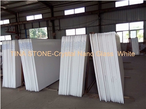 Crystal Nano Glass White Marble Tiles Slabs